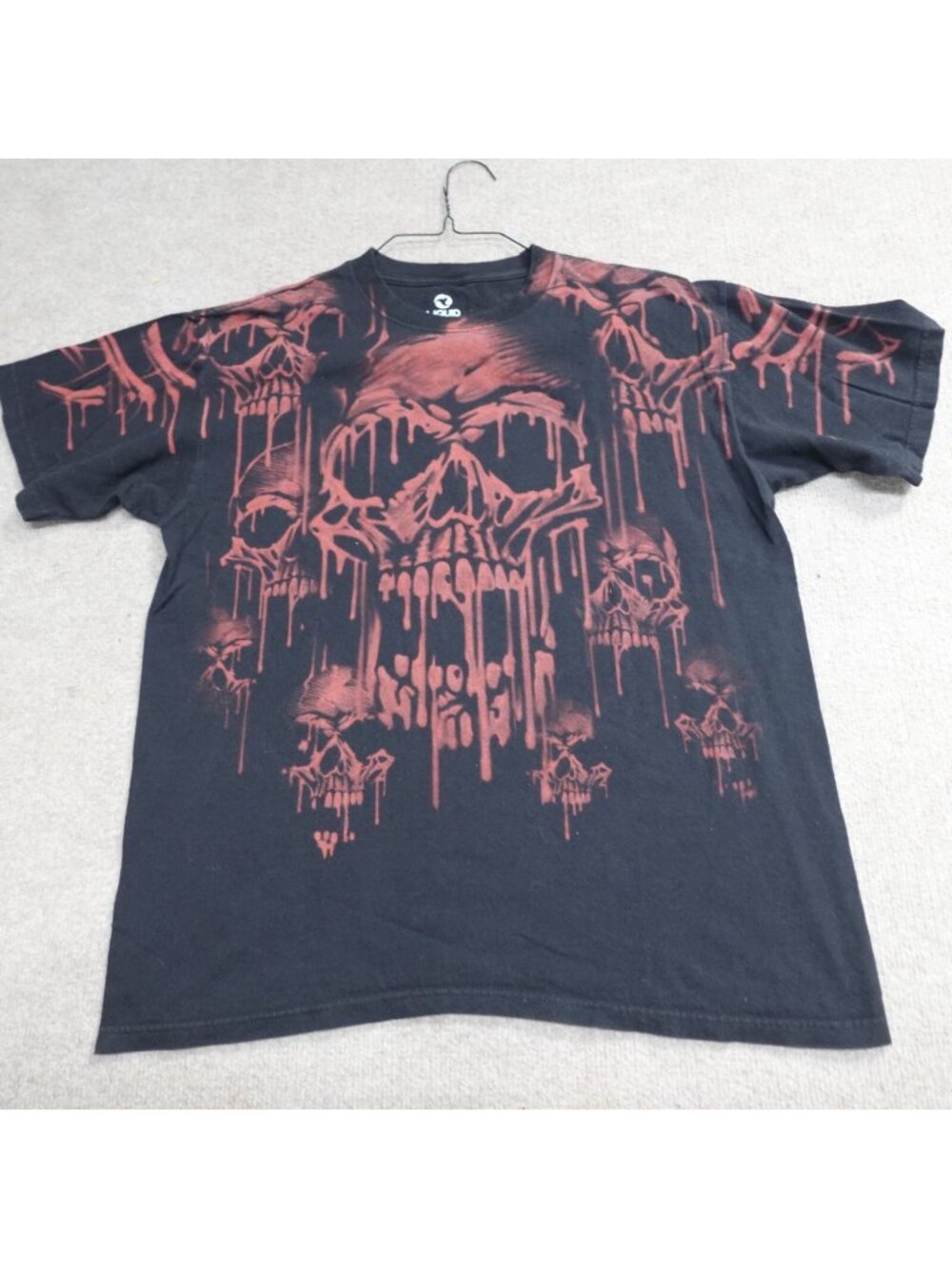 Liquid Blue T-Shirt L Black Red Cotton Skull Drip Graphic 2008 Y2K